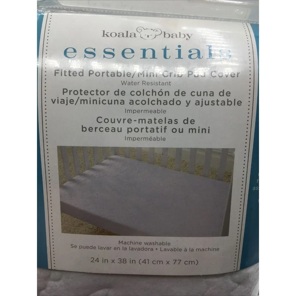 Koala Baby Essentals Fitted Portable/Mini Crib Pad Cover 2 Pkgs NEW